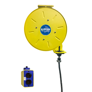 Cord and Cable Reels, Commercial Cord Reel, 25', With Incandescent Lamp,  Receptacle, Circuit Breaker, Yellow, HBLC25143IN